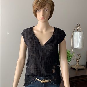 3/$10 !!! Painted Threads Black Lacy Crepe Top